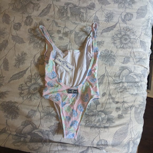 USA Palm One Piece Palm Life Swimsuit with Zipper - Picture 2 of 5